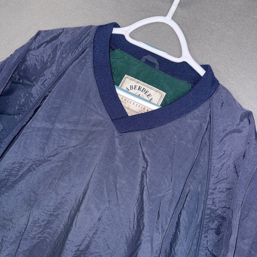 Aberdeen Pullover Windbreaker Mens Medium Blue V-Neck Nylon Ribbed Trim Jacket